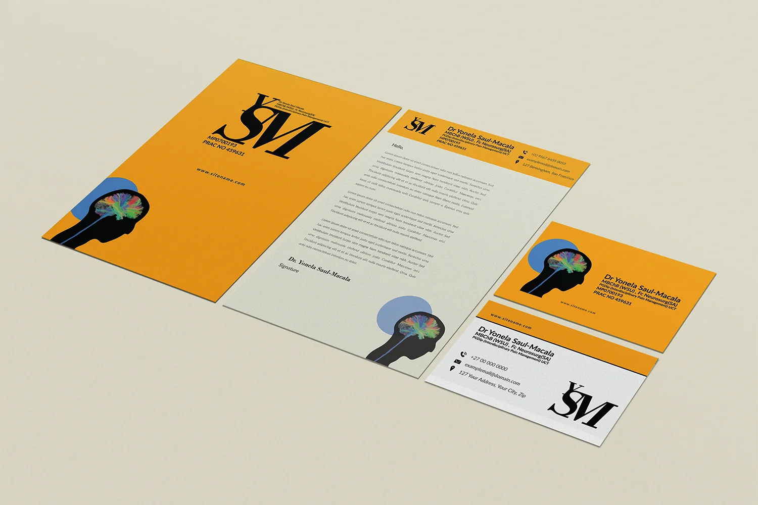 Letterhead, card and certificate